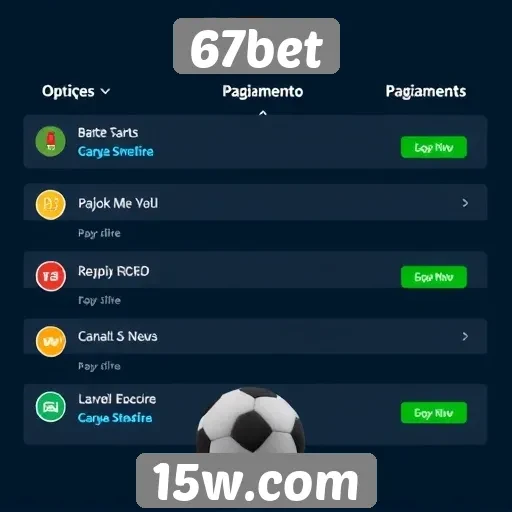 Comparativo das opções de pagamento no 67bet
